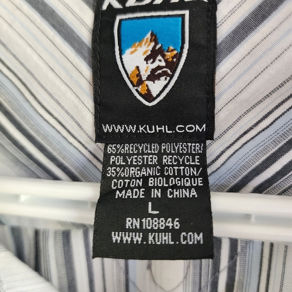 KUHL Suncel Mens Short Sleeve Shirt Striped Large EUC - Picture 8 of 9